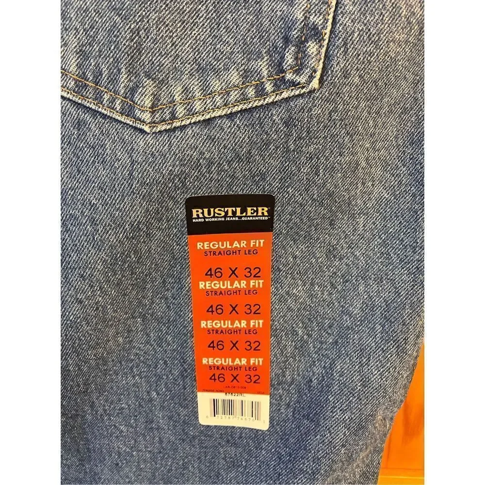 Rustler Regular Fit Straight Leg Heavyweight  Denim Jeans 46x32 NWT (2017)